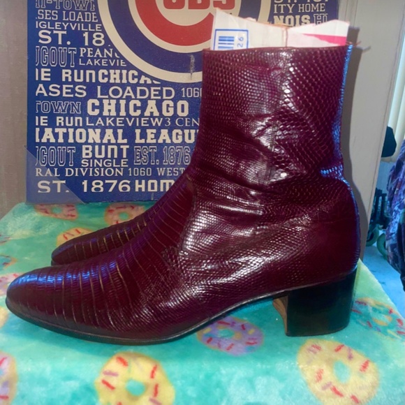 Mauri Burgundy Lizard Boots SZ 11.5 main image 7